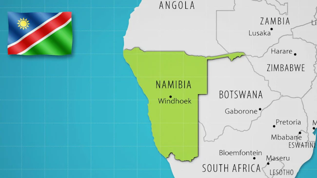Namibia map and flag