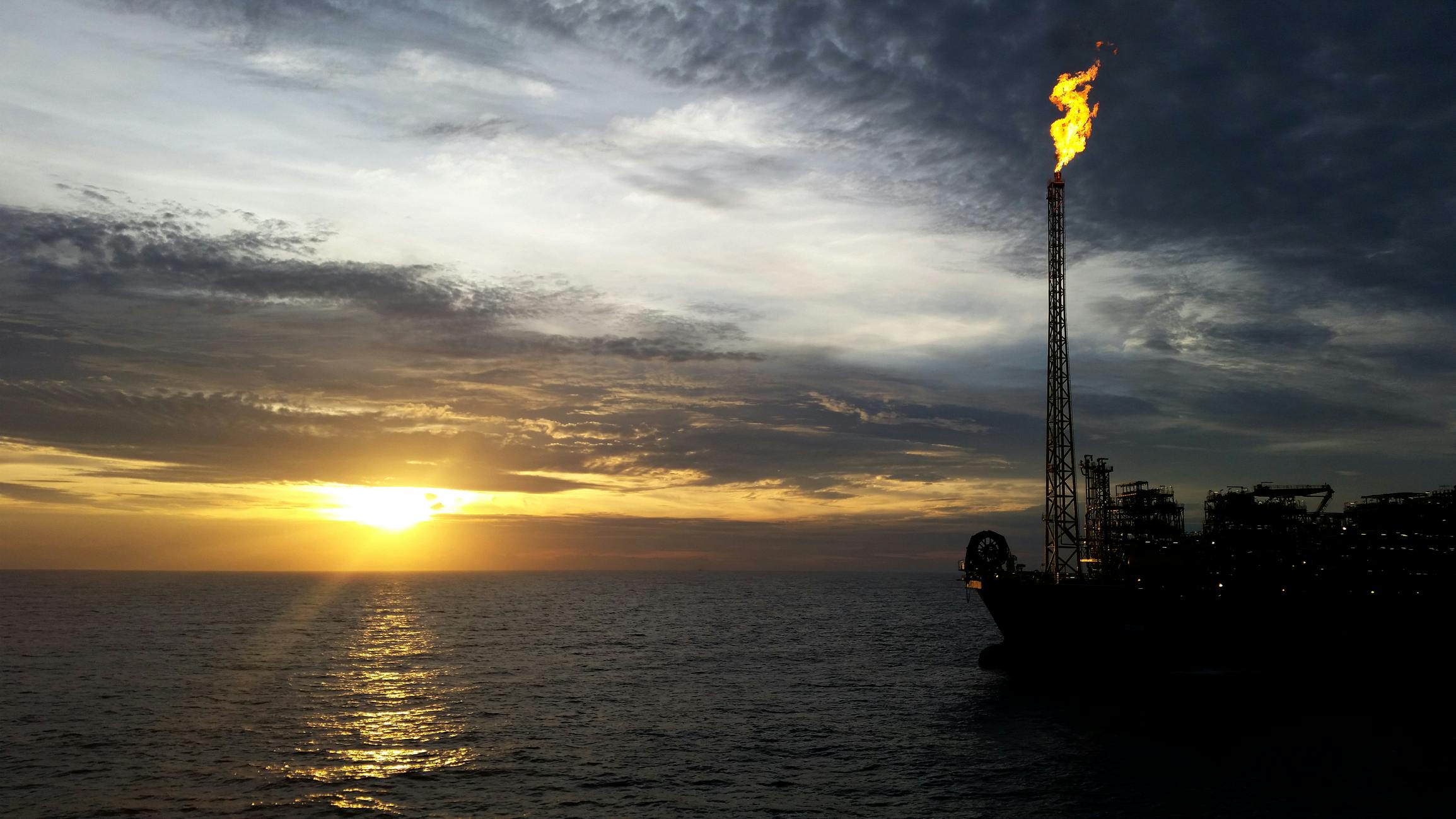 FPSO at sea during sunset