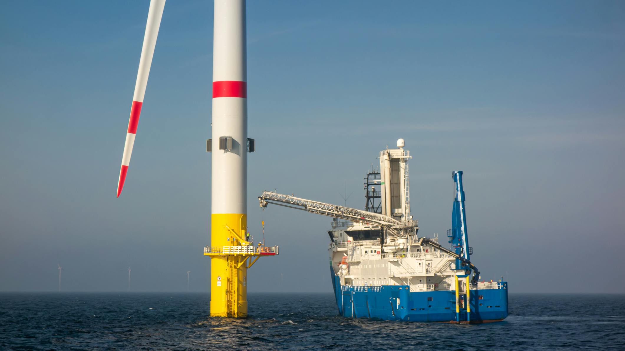 Offshore Wind Turbine and Maintenance Vessel