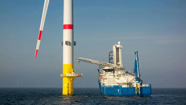Offshore Wind Turbine and Maintenance Vessel