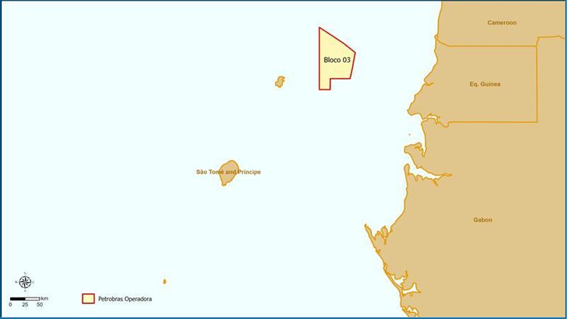 Map of Block 3 offshore S&atilde;o Tom&eacute; and Pr&iacute;ncipe