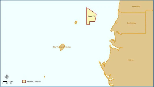 Map of Block 3 offshore S&atilde;o Tom&eacute; and Pr&iacute;ncipe