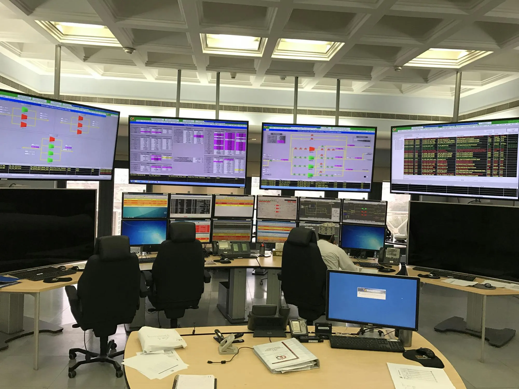 Process operator controlling plant from control room