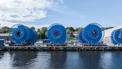 Kutei North umbilical reels (blue spools)
