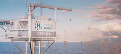 offshore hydrogen production platform near a wind farm