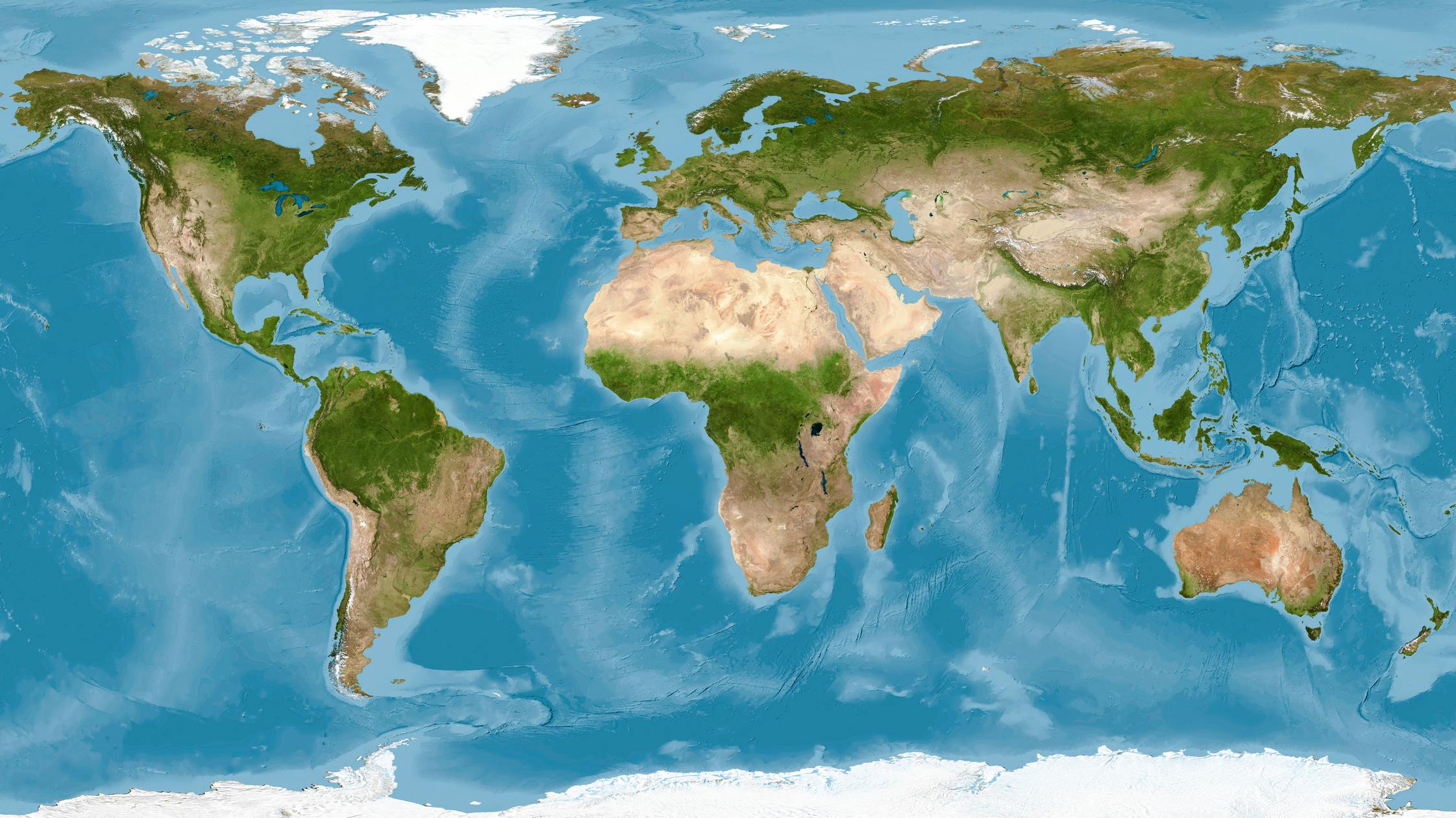 World map global satellite photo