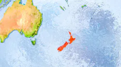 New Zealand on globe