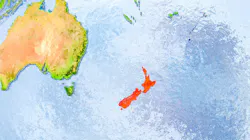 New Zealand on globe