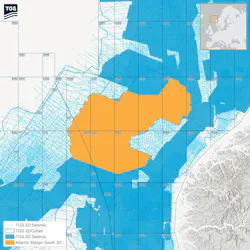 Map of TGS' Atlantic Margin South Reprocessing project