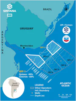 Uruguay offshore asset map by Sintana Energy