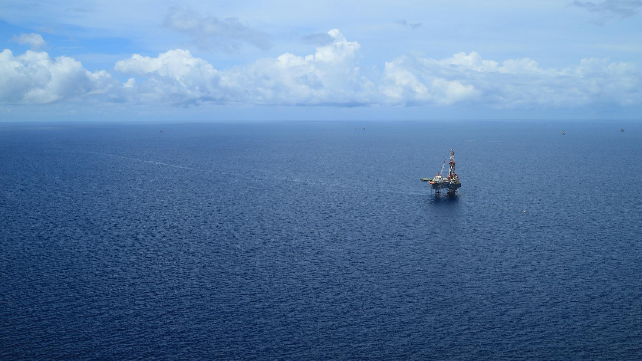 An offshore jackup drilling rig