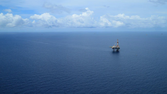An offshore jackup drilling rig