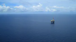 An offshore jackup drilling rig