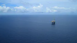 An offshore jackup drilling rig