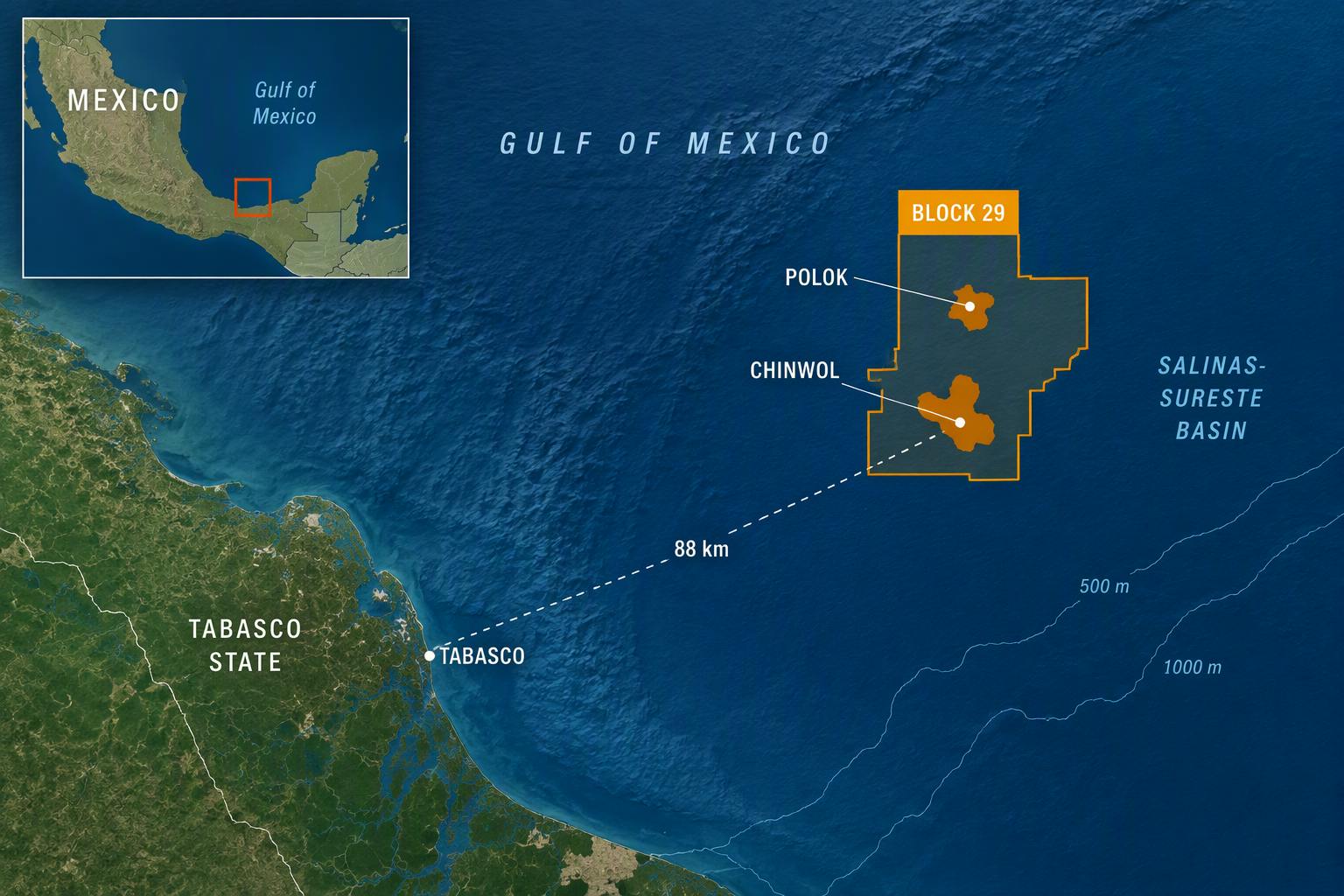 Map: Block 29 development offshore Mexico