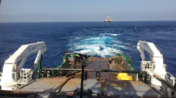 Anchors and buoys on the deck of an anchor-handling vessel
