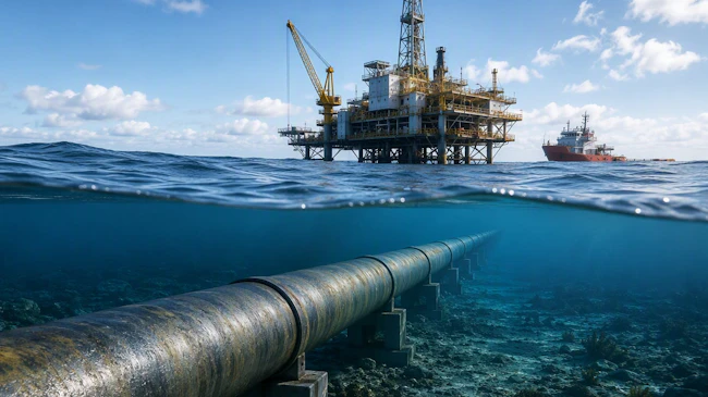 Conceptual rendering of offshore pipeline infrastructure