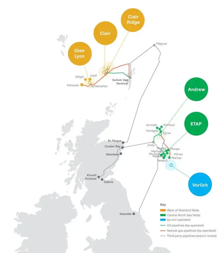 bp North Sea asset map