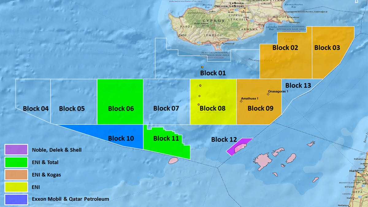 Map of Cyprus Offshore Blocks