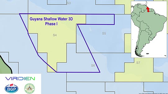 Map: Guyana Shallow Water 3D Phase I project