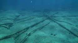 Underwater cables on the ocean floor in the Mediterranean Sea