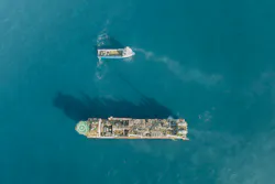 aerial view of offshore vessels