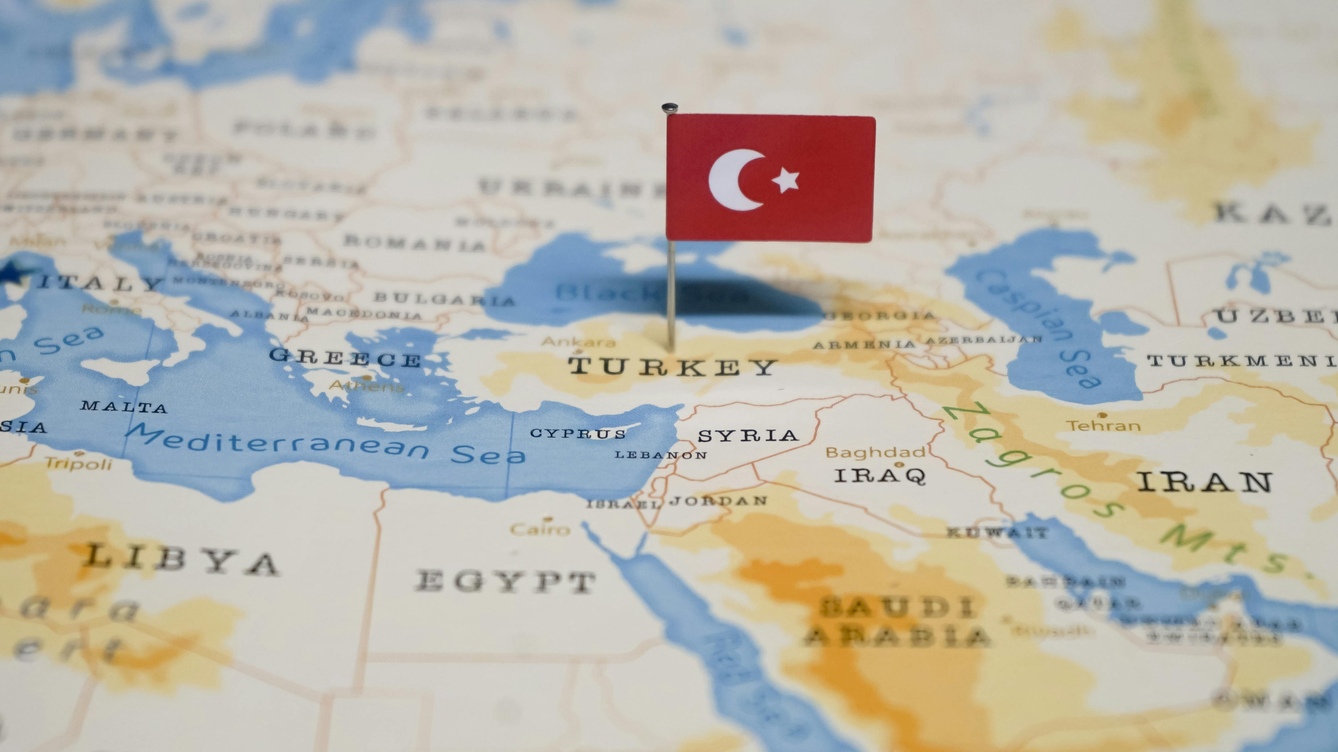 Turkey map and flag