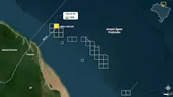 map indicates the location of the discovery on the Coast of Amapá