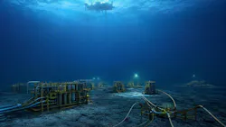 Deepwater subsea production infrastructure on the seafloor