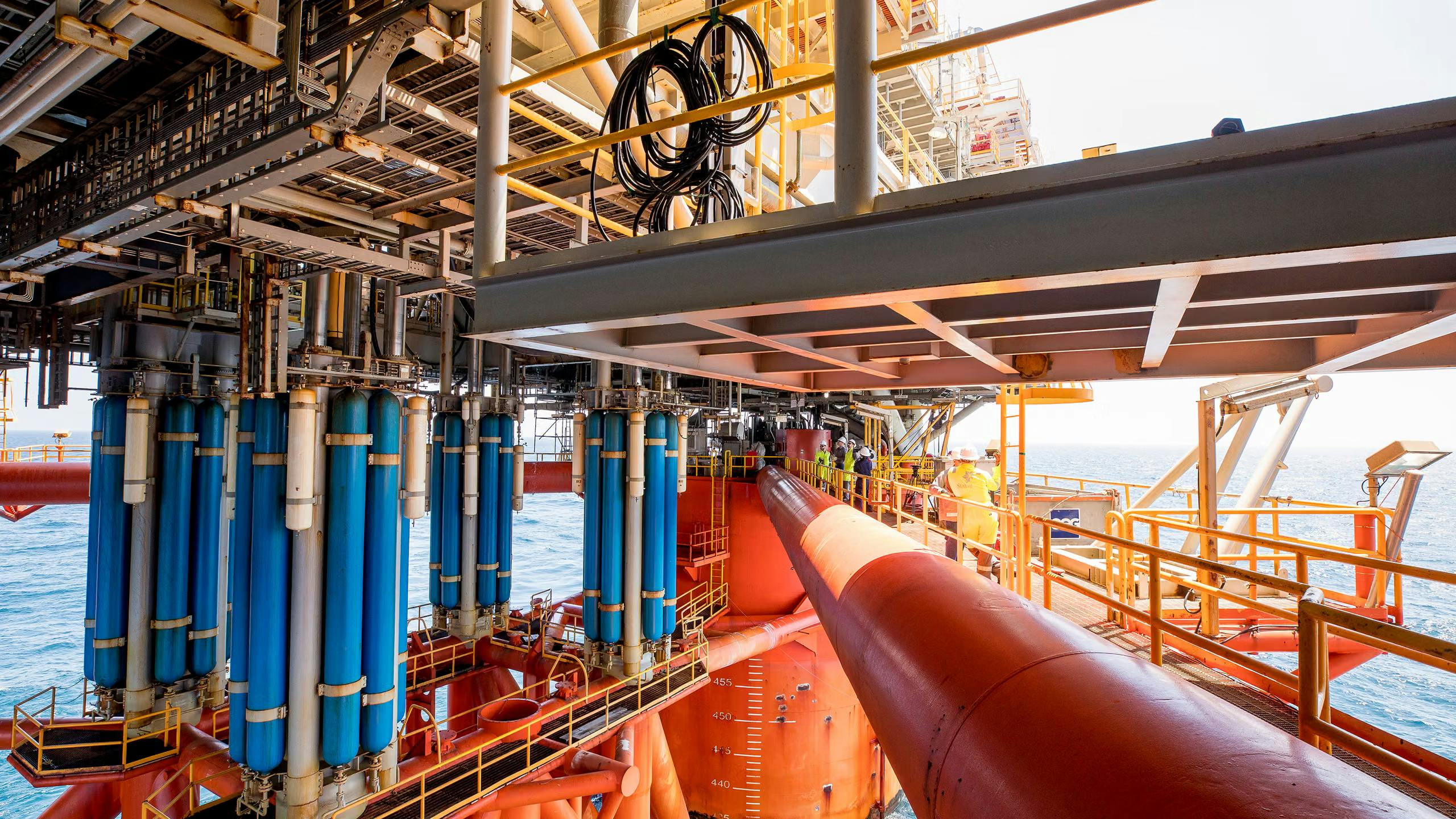 Process equipment and piping aboard an Equinor offshore production facility