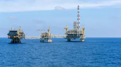 Offshore oil production platform at oil field Terengganu, Malaysia