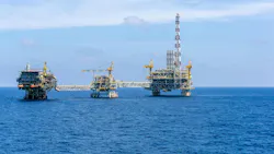 Offshore oil production platform at oil field Terengganu, Malaysia