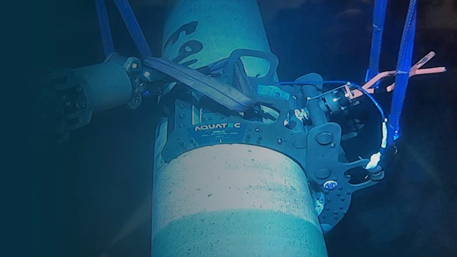 SHIELD subsea deposition profiler on a pipeline during offshore testing