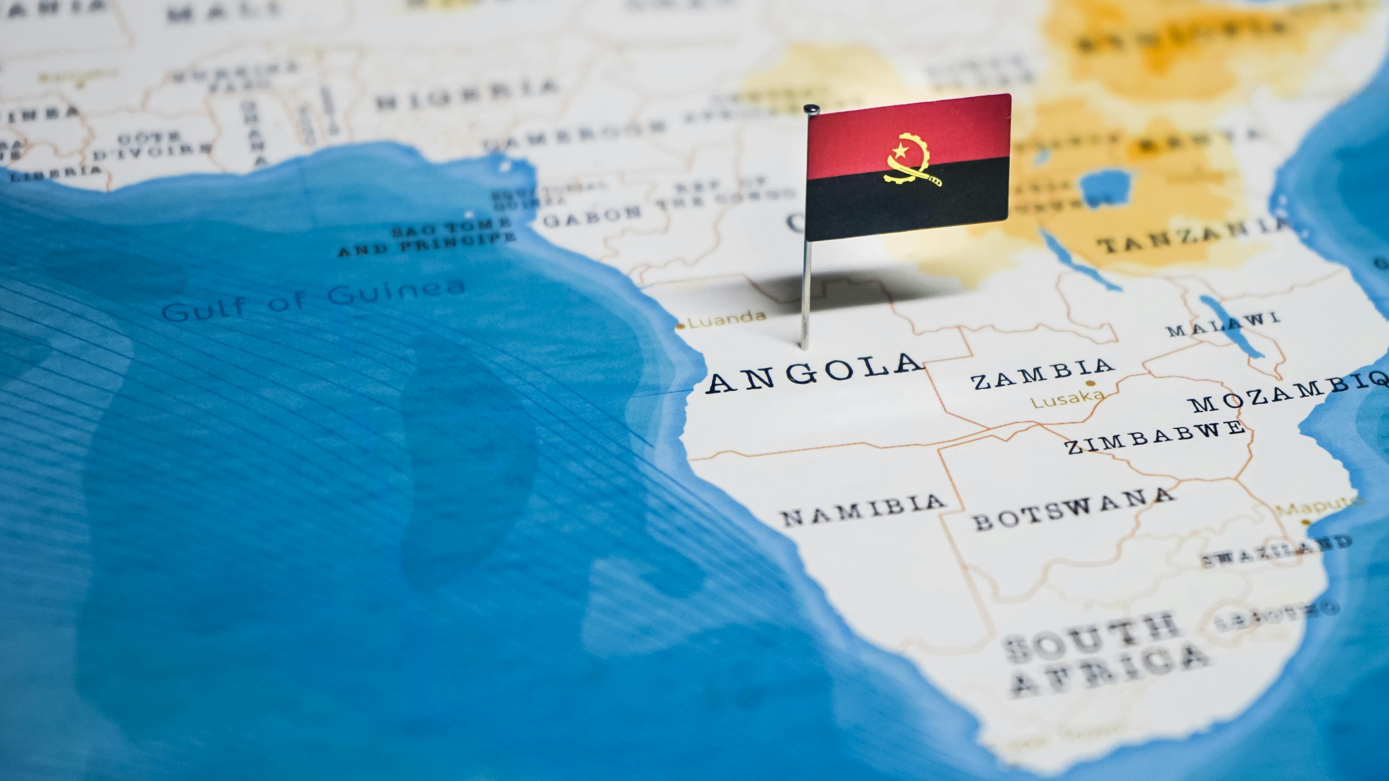 Map and flag of Angola