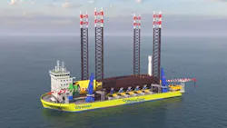rendering of vitruvian class jackup vessel for offshore wind work