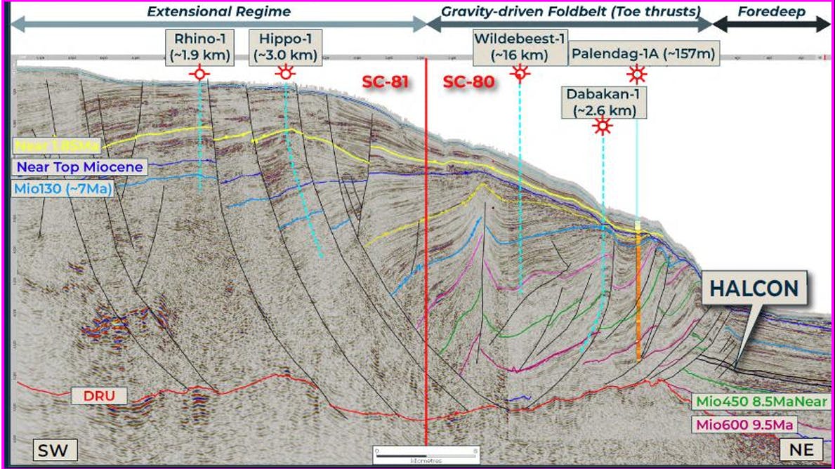 Seismic interpretation across the SC-80 and SC-81 permits