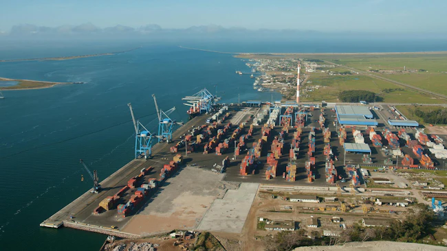 Aerial view of the Port of Rio Grande in southern Brazil