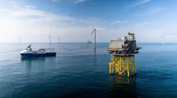 Drone view of the Dudgeon wind farm