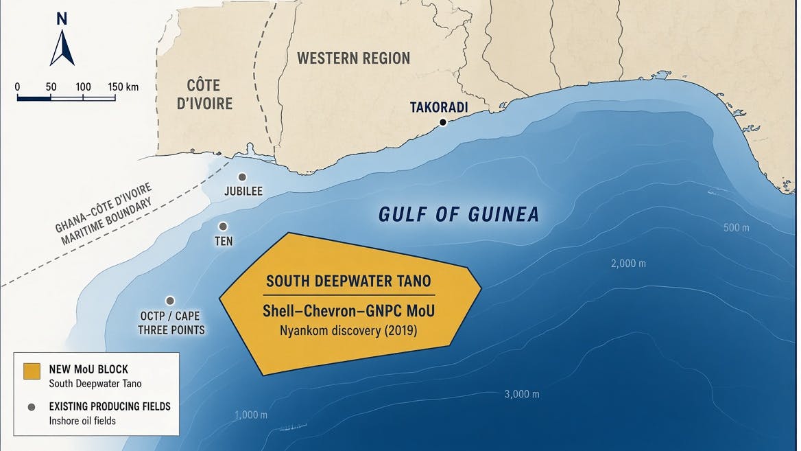Ghana signs preliminary deal with Shell and Chevron on deepwater oil and gas development