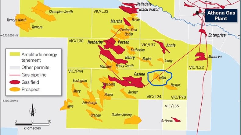 Amplitude finds gas in Juliet prospect offshore SE Australia