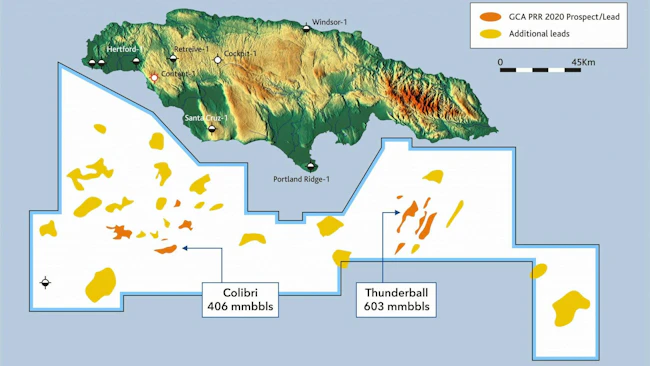 Map of United Oil & Gas' Walton-Morant license offshore southern Jamaica