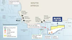 Map of South Africa's offshore Block 11B/12B