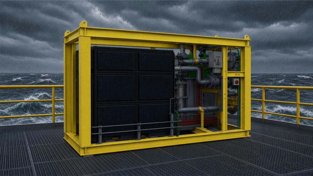 Conceptual image for SOFC 40kW pilot skid on an FPSO