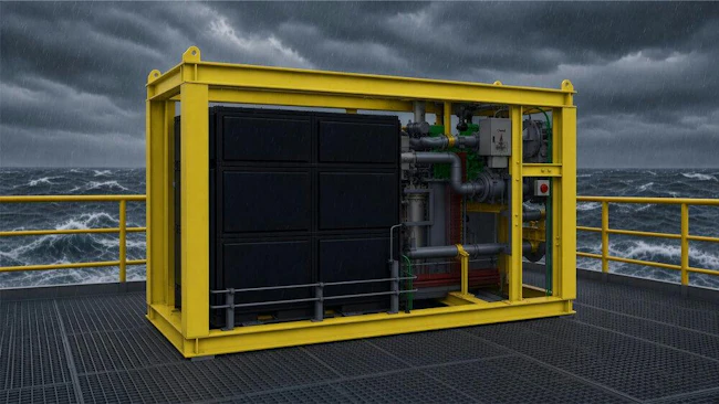 Conceptual image for SOFC 40kW pilot skid on an FPSO