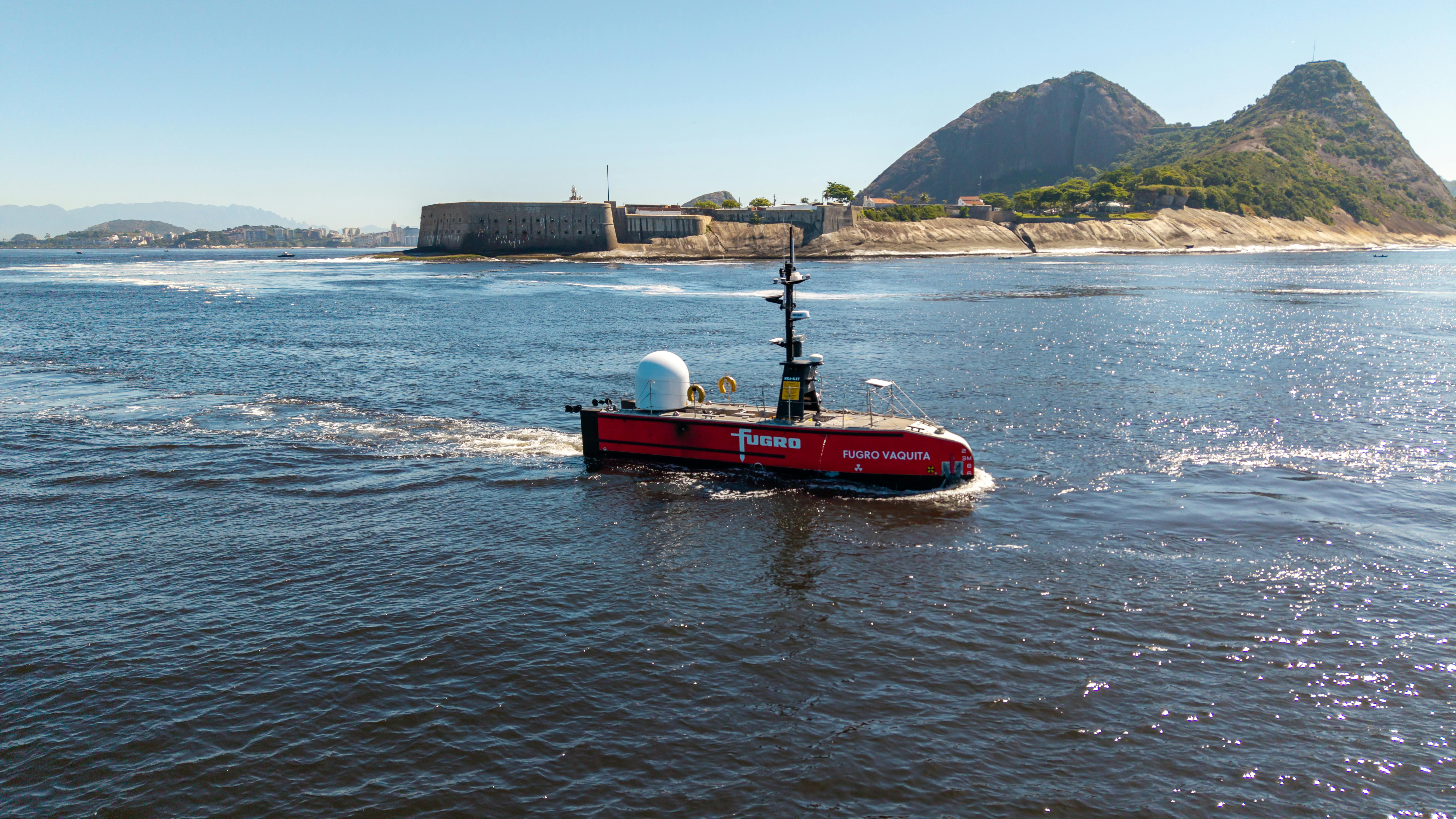 Uncrewed surface vessel (USV) Fugro Vaquita in transit in Brazilian waters