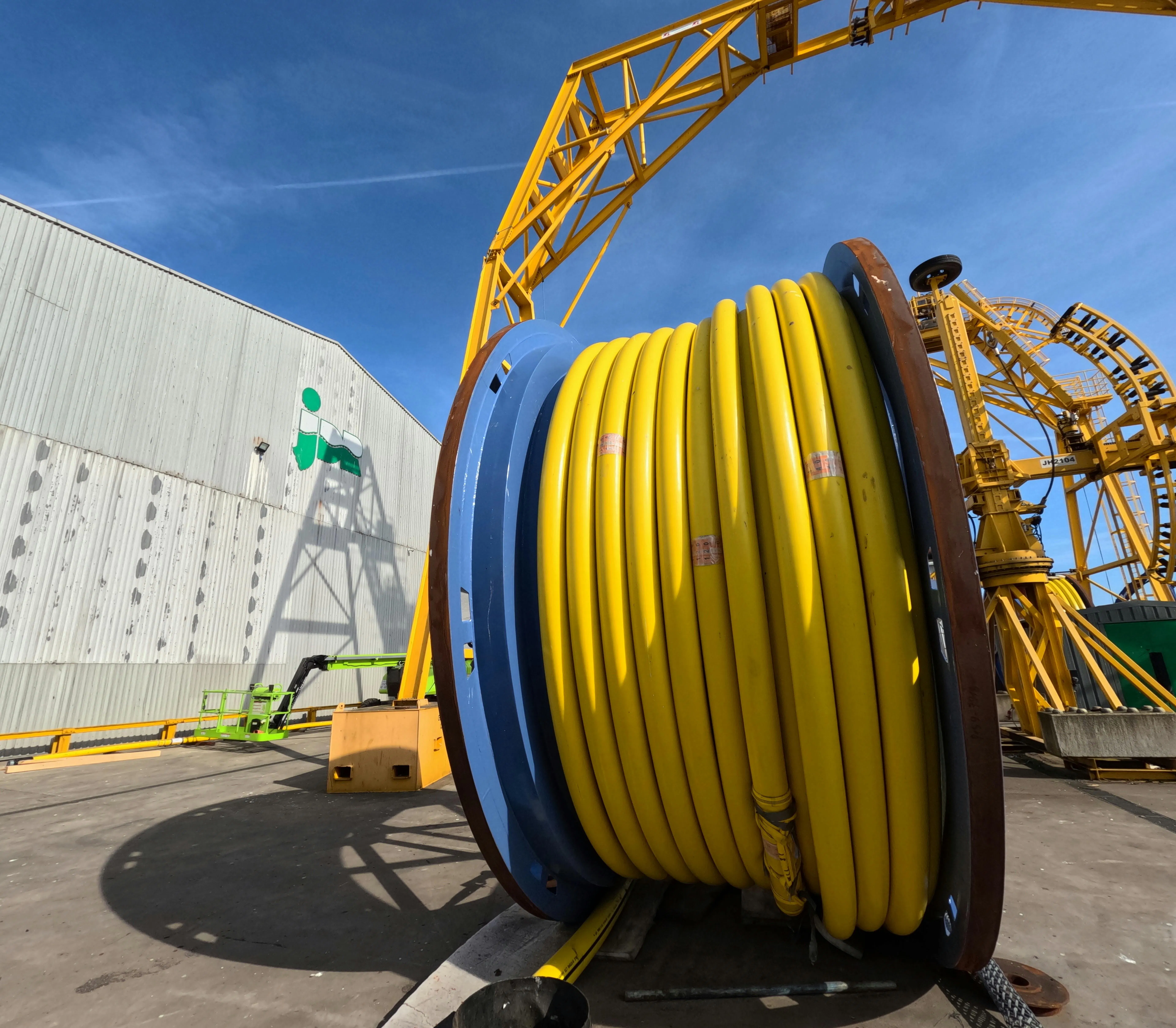 Cable reel beside the facility building