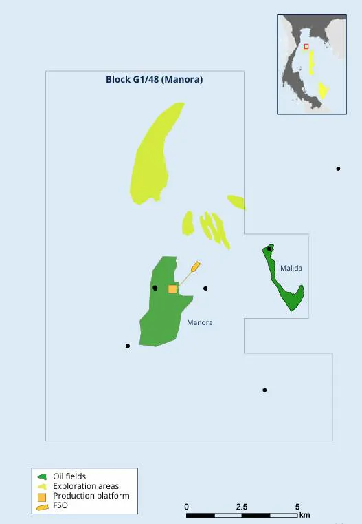 Map: Manora oil field offshore Thailand