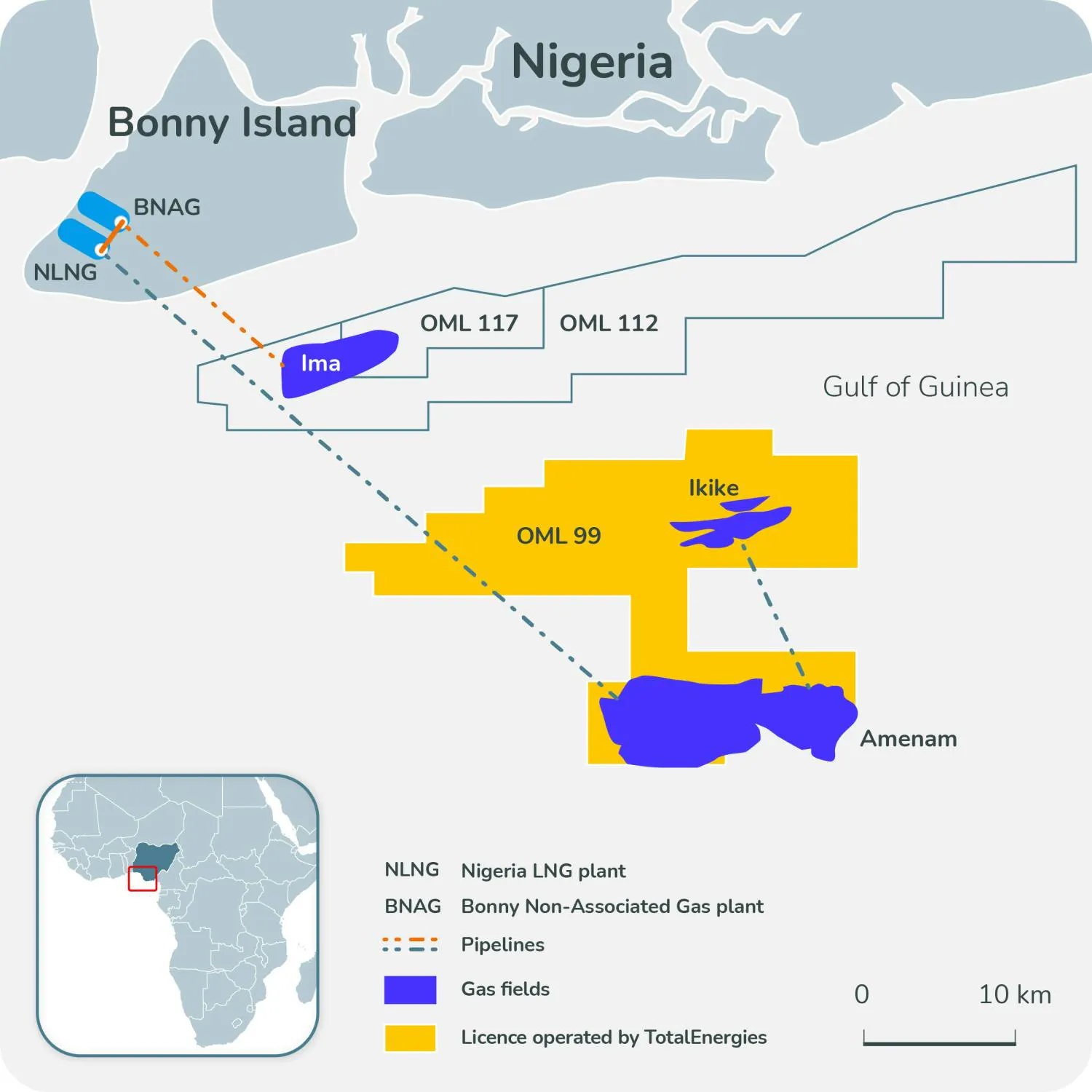 Map showing the location of the Ima gas field offshore Nigeria