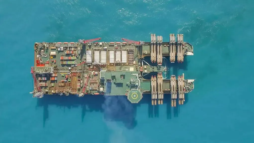Drone photo of Pioneering Spirit during Turkstream project