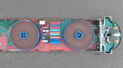 cable transport carousels loaded aboard a transport vessel